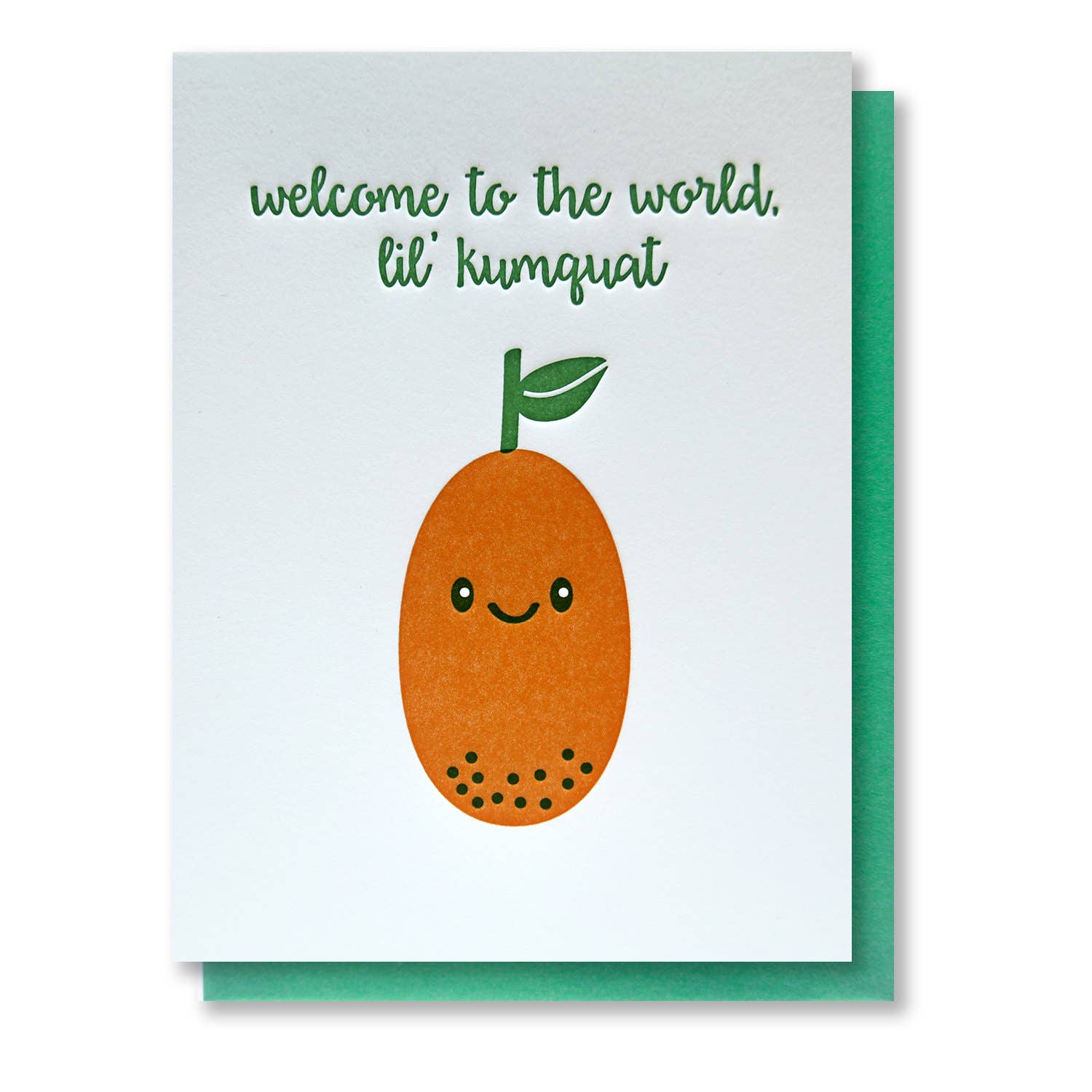 Kiss and Punch - Wholesale Baby Card - Cute Welcome to the World Lil Kumquat Baby Letterpress Card2
