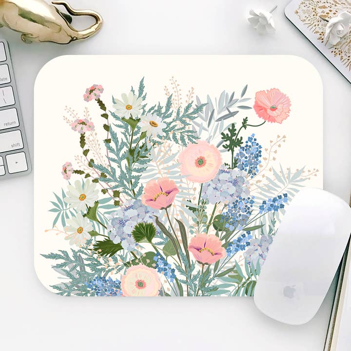 Pink Poppy Floral Rectangular Mouse Pad for wholesale by Onesweetorange