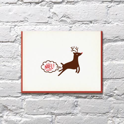 Bench Pressed - Wholesale Christmas Card - Noel Farting Reindeer Holiday Card