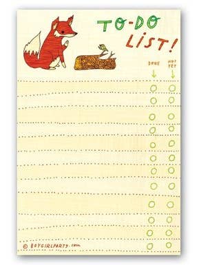 Fox And Bird To Do List Bloc-notes — Cadeaux en papier respectueux pour la vente par Boygirlparty