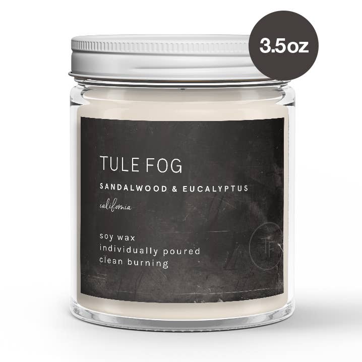Sandelholz+Eukalyptus Soja-Kerze Mini 3,5 oz für den Großhandel von Tule Fog Candles
