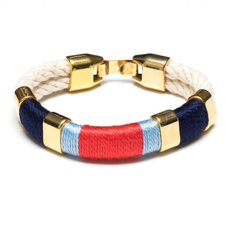 Newbury Marinearmband in Elfenbeinfarben/Marineblau/Blau/Koralle/Gold für den Großhandel von Allison Cole Jewelry