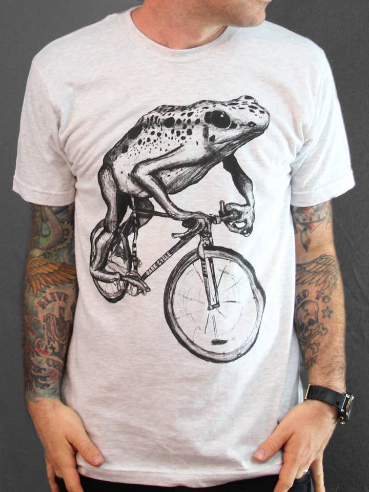 Frog On A Bicycle Men's Tee for wholesale by Dark Cycle Clothing