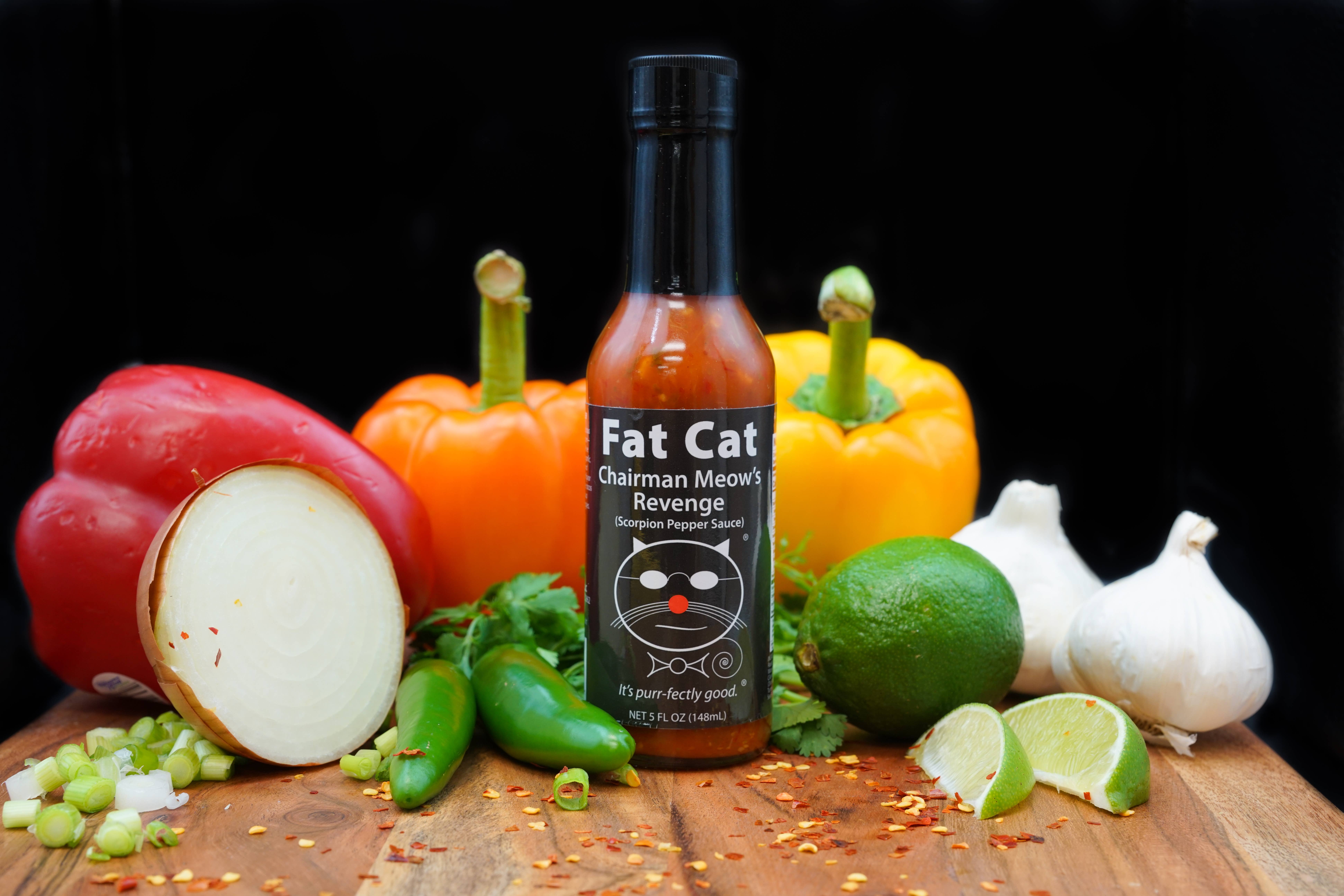 Fat Cat – Großhandel Scharfe Soße – Chairman Meow’s Revenge Scorpion Pepper Hot Sauce (12 Stk.)3