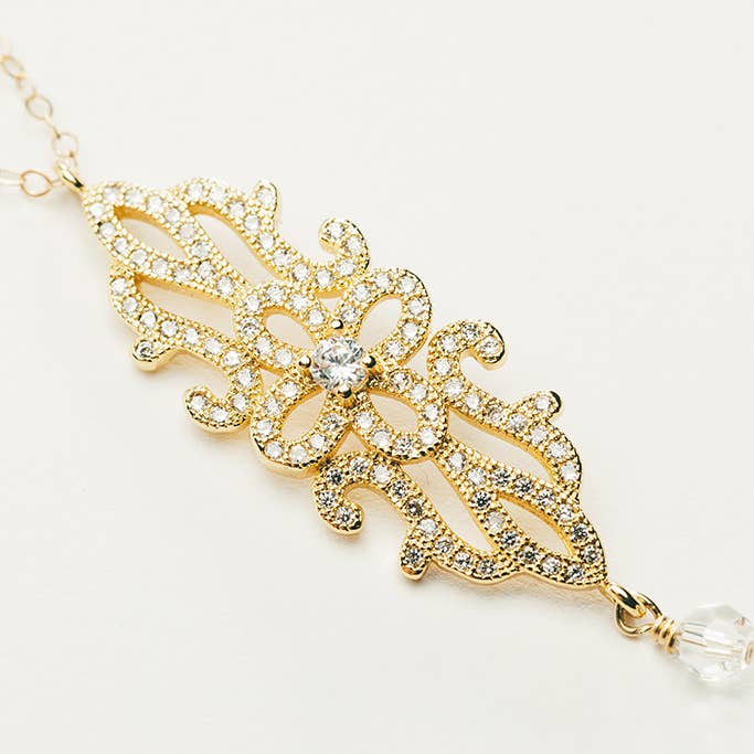 Gold Art Deco Necklace for wholesale by Designed by Stacey Jewelry