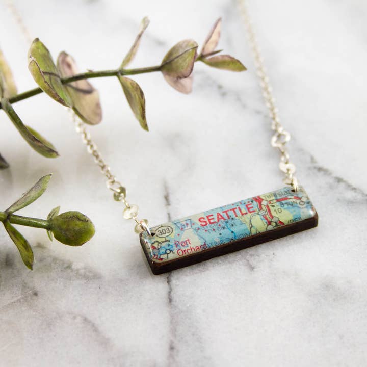No Man's Land - Wholesale Pendant/Charm Necklace - My Hometown Custom Vintage Map Necklace.