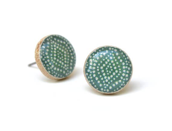 Starlight Woods - Vendita all'ingrosso Orecchini a bottone - Borchie blu a forma di uovo di pettirosso1