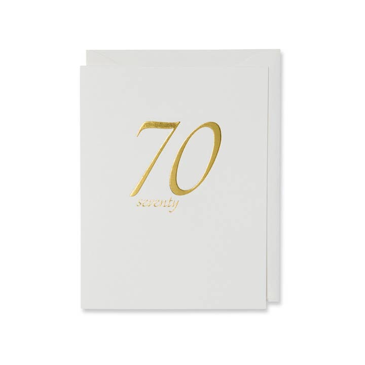 70th, Seventy Birthday Card – Gold Foil Embossed for wholesale by WowWordZ