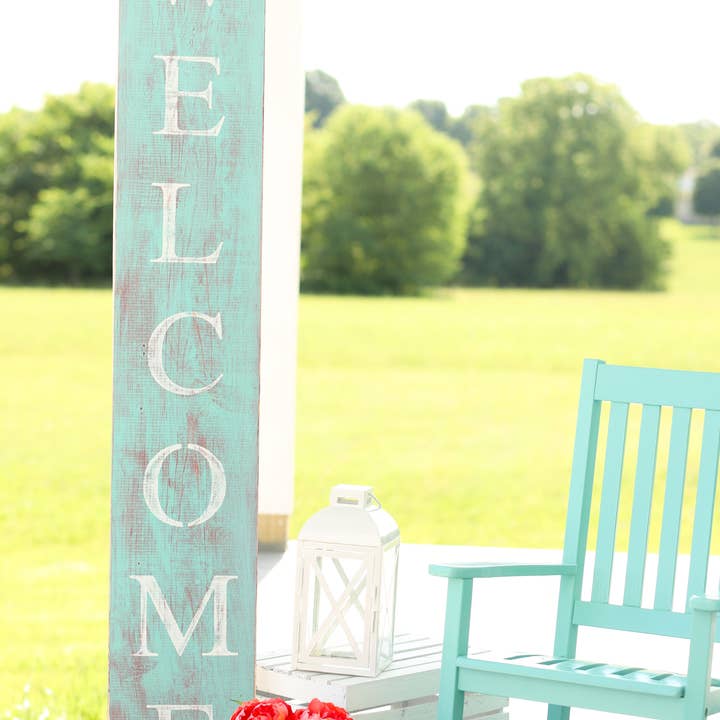 5' x 10" Rustic Teal Welcome Sign for wholesale by Native Range, LLC