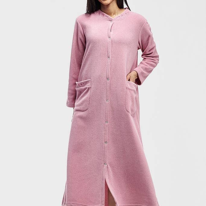 Snap Front Robe - MAUVE / Plus Size for wholesale by La Cera