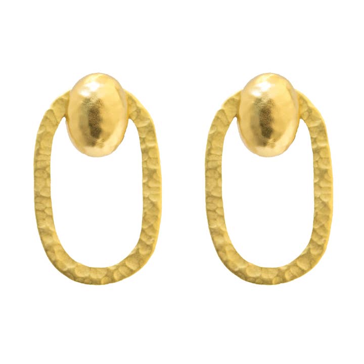 Paris Classic Boucles d'Oreilles Clip Or - Ovale Paris - Pugget Ovale pour la vente par Stephanie Kantis