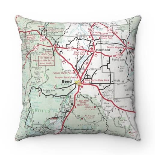 Bend Oregon Map Decorative Pillow Throw Pillow for wholesale by Daisy Mae Designs