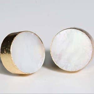 Mother Of Pearl Round Studs for wholesale by Leslie Francesca Designs