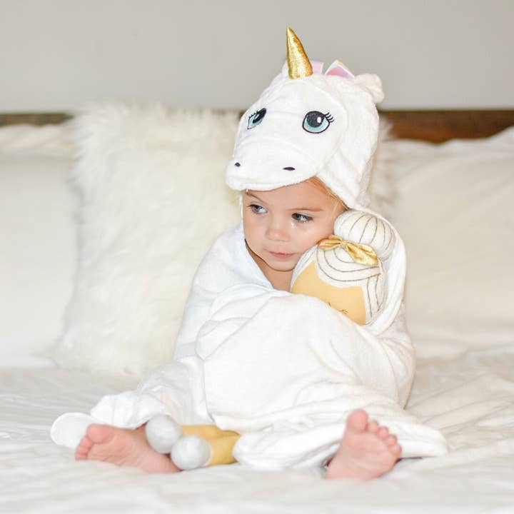 Kloud Bambu | Bamboo Towels & Blankets – Toalha com capuz - Crianças e bebés por atacado – Toalha com capuz de bebê de bambu - unicórnio branco10