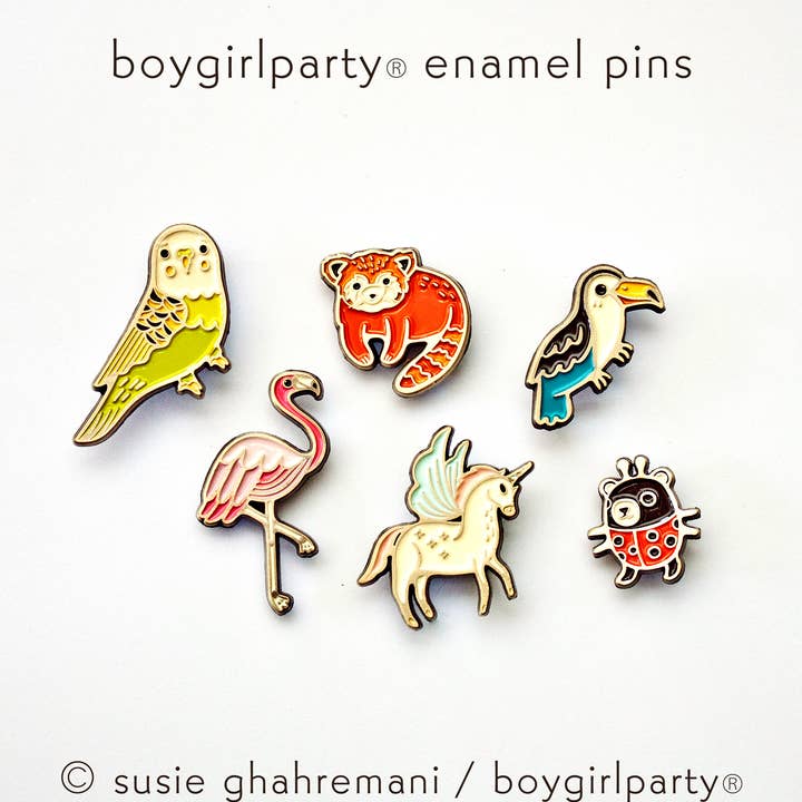 Boygirlparty – Engroshandel Reversnål/knap – Pink Flamingo emalje pin - boygirlparty tropisk fugl broche