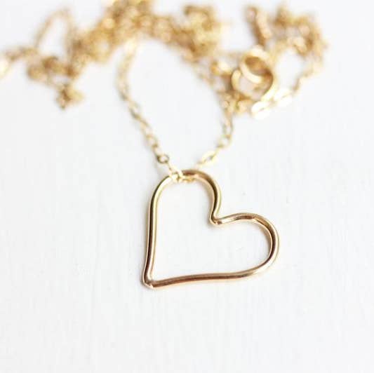 Colar de coração cheio de ouro por atacado de Diament Jewelry