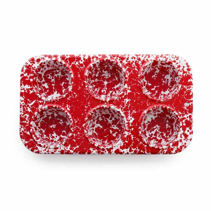 Splatter Enamelware 6-koppars Muffin Tin för wholesale av Crow Canyon Home