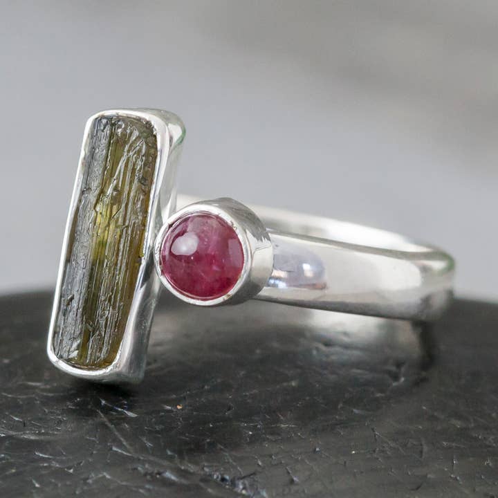 Anillo de plata de ley con doble piedra para venta al por mayor de Baizaar