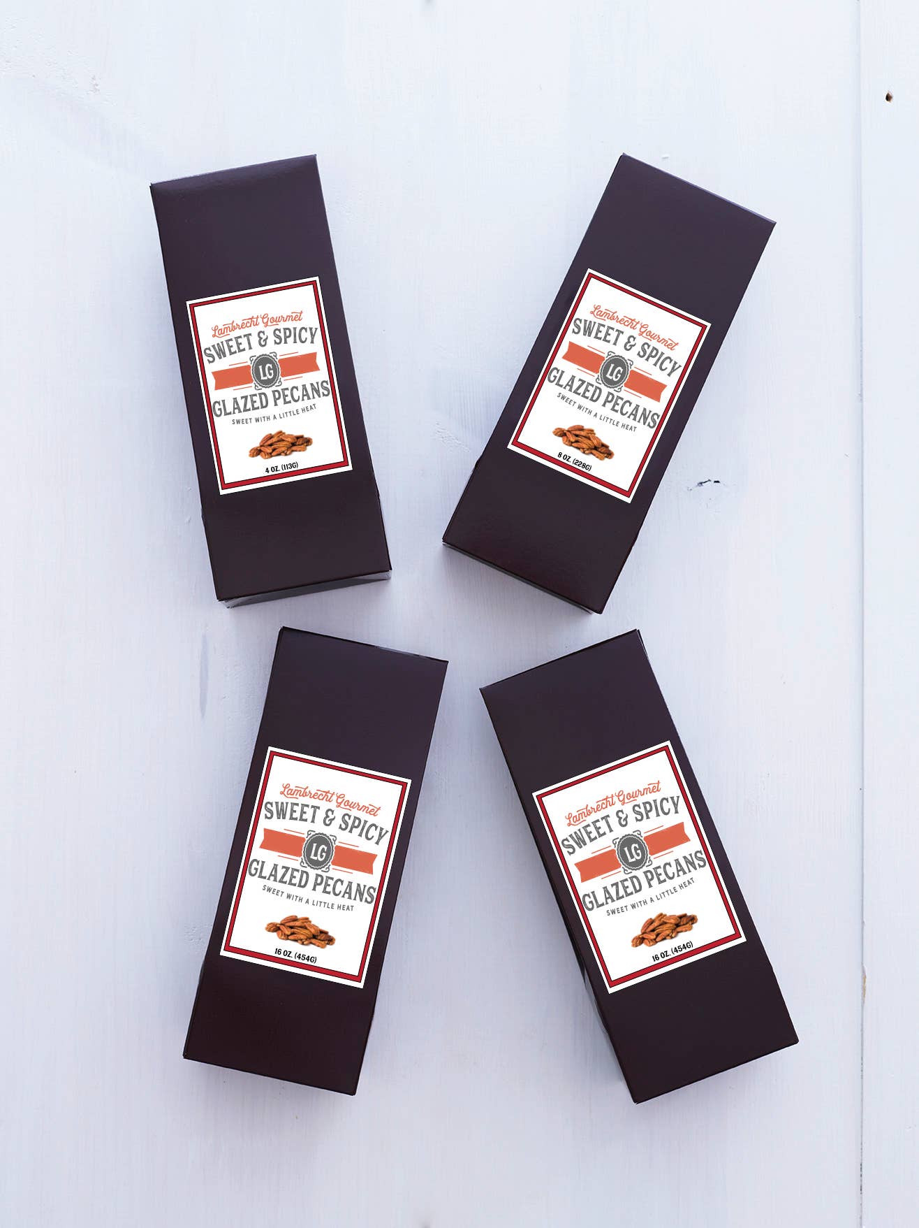 Lambrecht Gourmet - Wholesale Nuts - 4 oz Sweet And Spicy Glazed Pecans Box