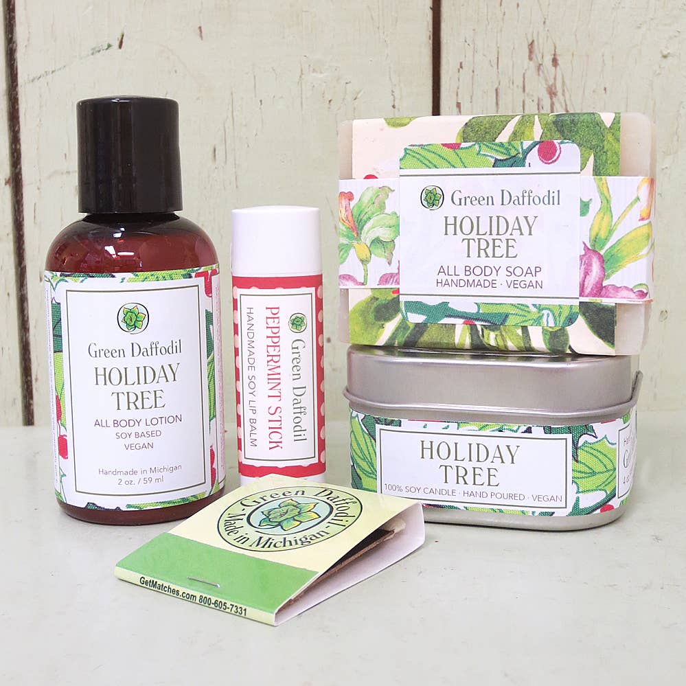 Green Daffodil Bath & Body - Wholesale Bath & Body Set - Holiday Tree Boxed Gift Set - Christmas Tree1