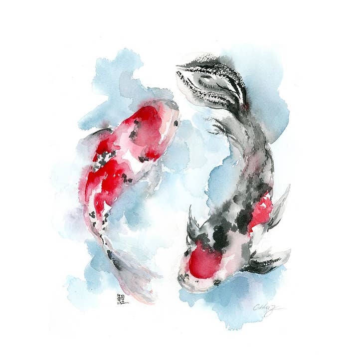 Easy Sunday Club - Wholesale Art Print - 11” x 14” Koi Fish Watercolor Art Print
