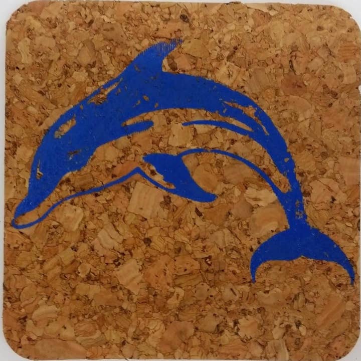 cSet av 4 Dolphin Coasters Cork Coasters - Marinblå för wholesale av Maggie McFarland Design-Lulu LaRock