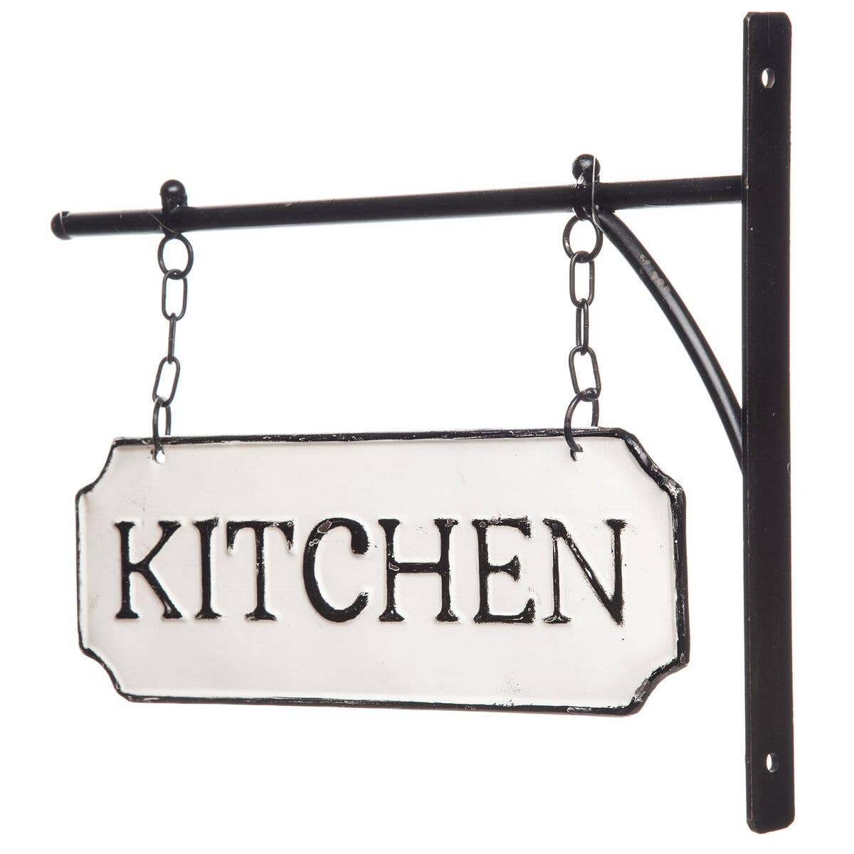 Foreside Home & Garden - Wholesale Sign - White Black Farmhouse Enamel Kitchen Wall Sign on Hanger1
