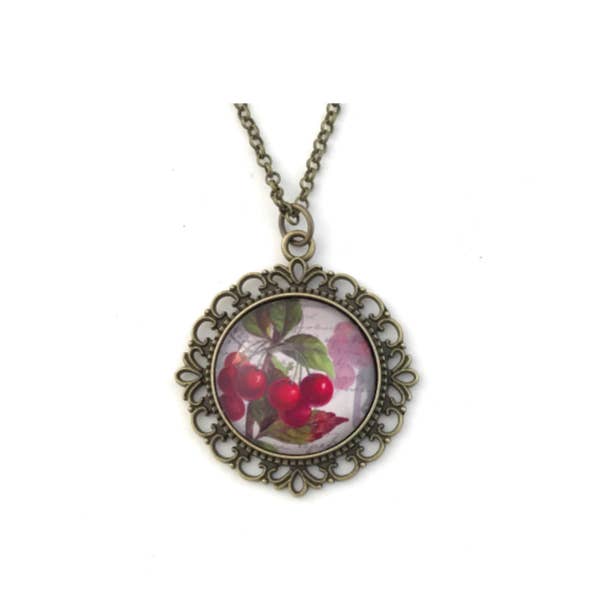Cherry Necklace - Vintage Style for wholesale by Fern & Filigree