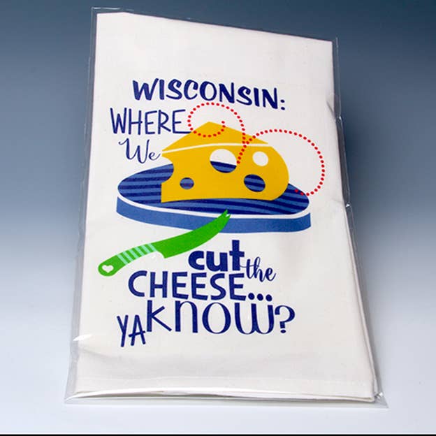 Whimsical Wisconsin Towel for wholesale by Liane Fried Studio