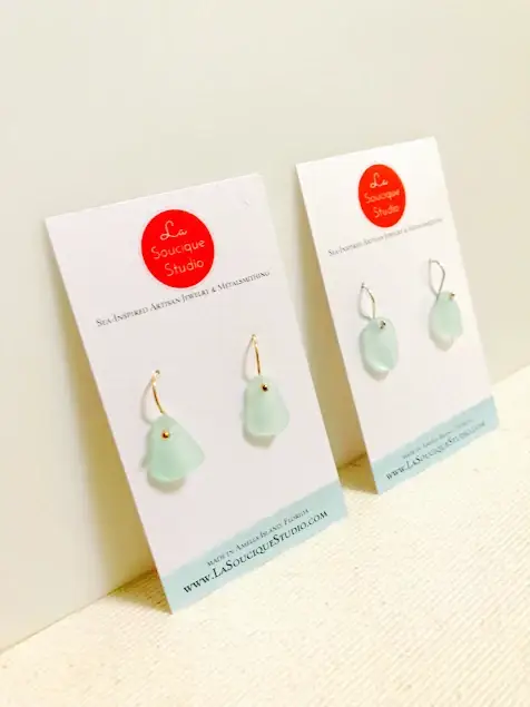 La Soucique Studio Metalsmithing - Wholesale Dangle Earrings - Perelle Sea Drop Seaglass Earrings1