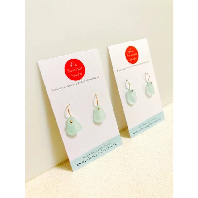 La Soucique Studio Metalsmithing - Wholesale Dangle Earrings - Perelle Sea Drop Seaglass Earrings1