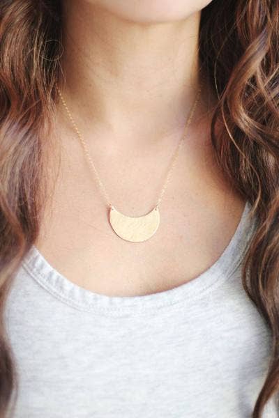 Rare Bird Co. + Pauline Stanley Studio - Wholesale Pendant/Charm Necklace - Hammered Crescent Moon Necklace1