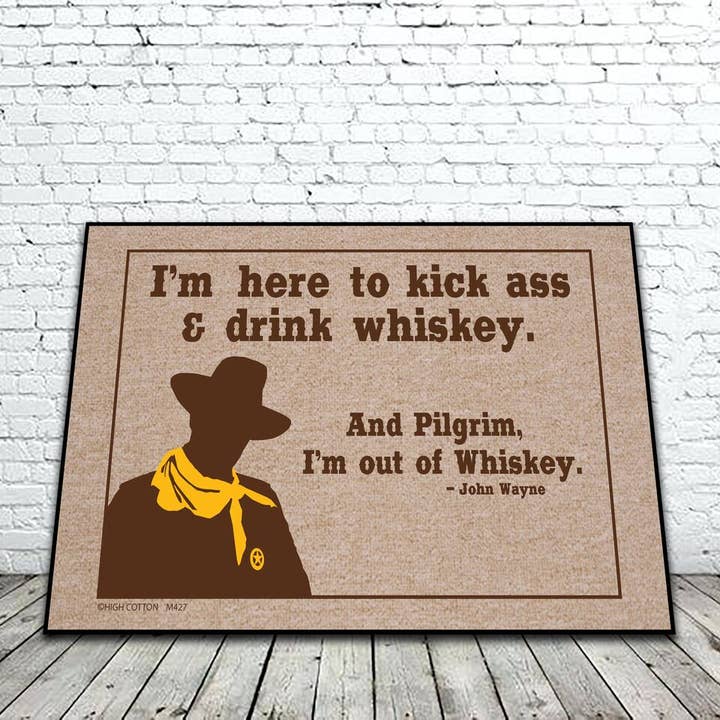 Kick Ass & Drink Whiskey Mat for wholesale by High Cotton Gifts