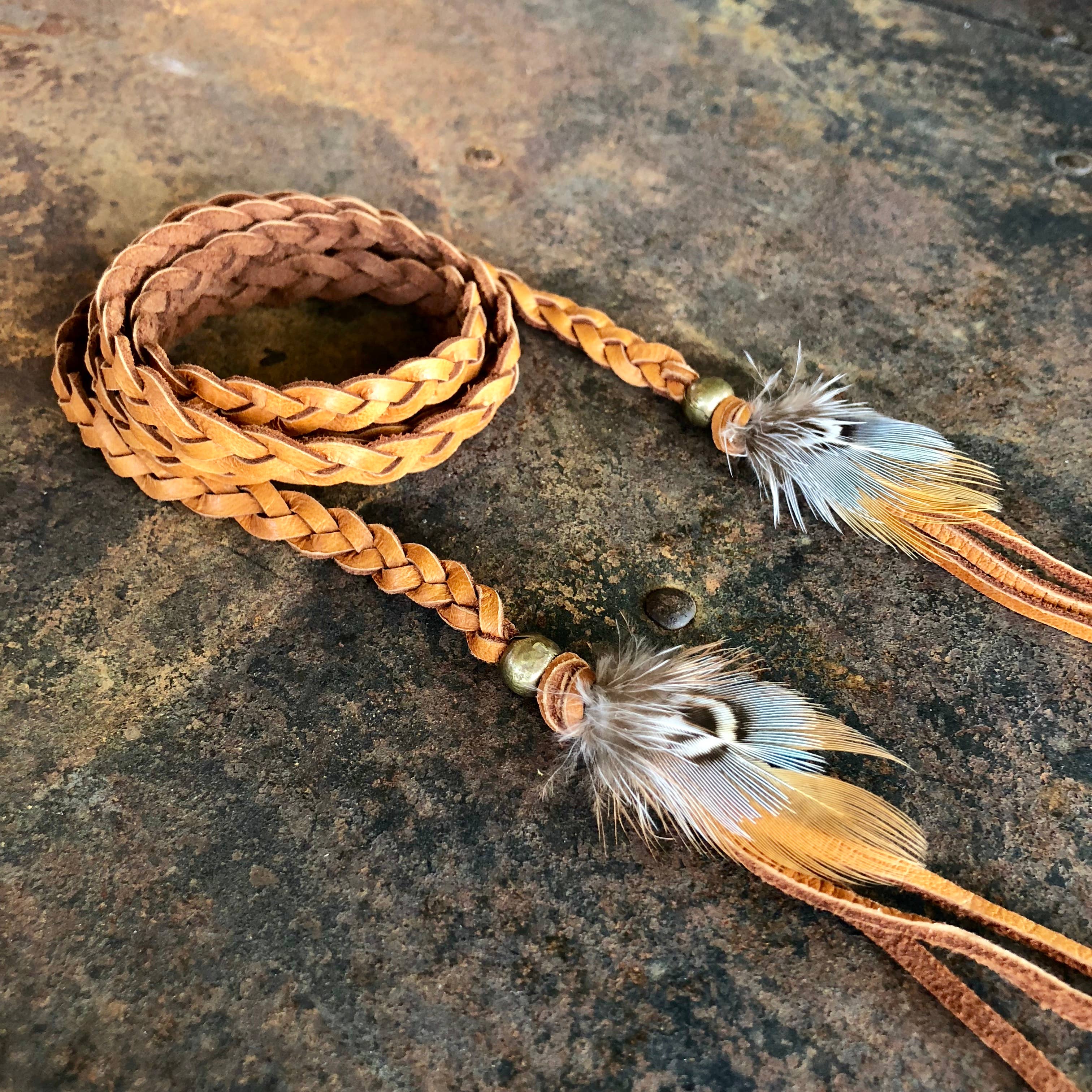 ASTALI - Wholesale Hat Accessory - Women's - Leather Wrap Accessory - Rust, Bracelet/Lariat/Hatband6