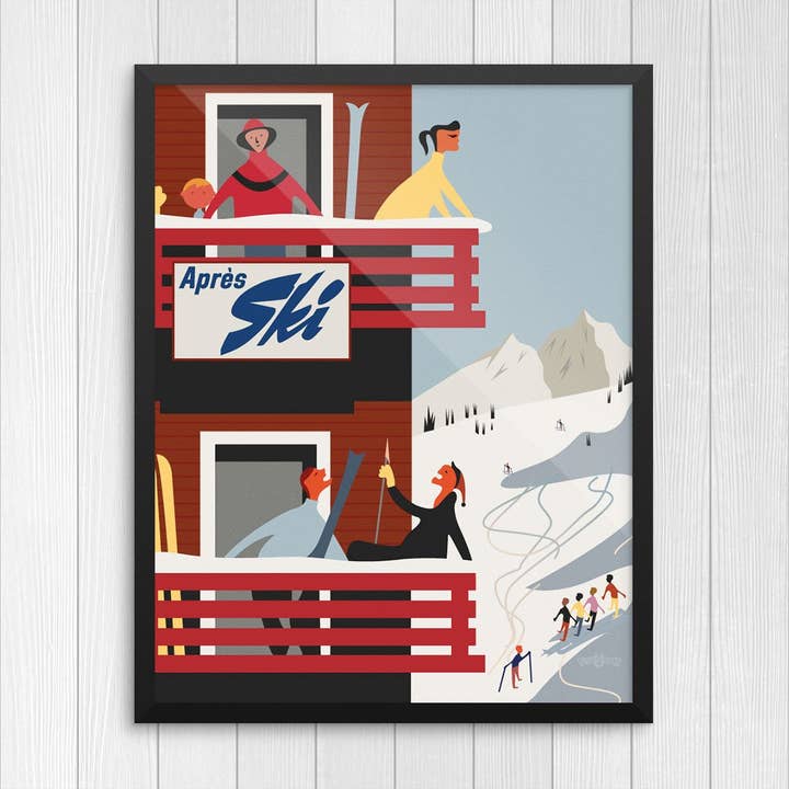 11'' x 14'' Apres Ski Chalet Print for wholesale by Fridgedoor