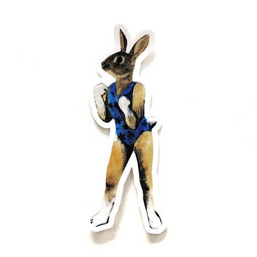Fitness Instructor Rabbit Sticker for wholesale by Pergamo Paper Goods