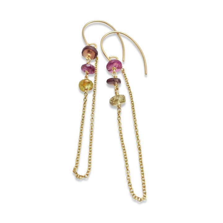 Boucles d'oreilles multicolores en saphir pour la vente par Delisch Jewelry & Accessories