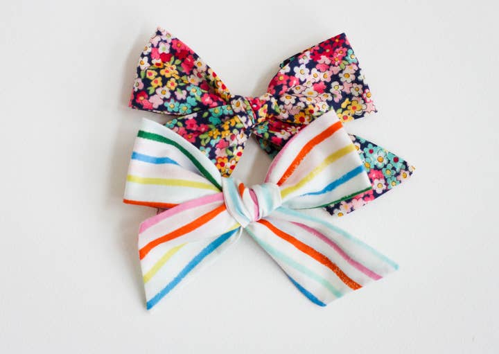 Floral and Stripes Two Pack of Bows for wholesale by Wanderlust and Mayhem