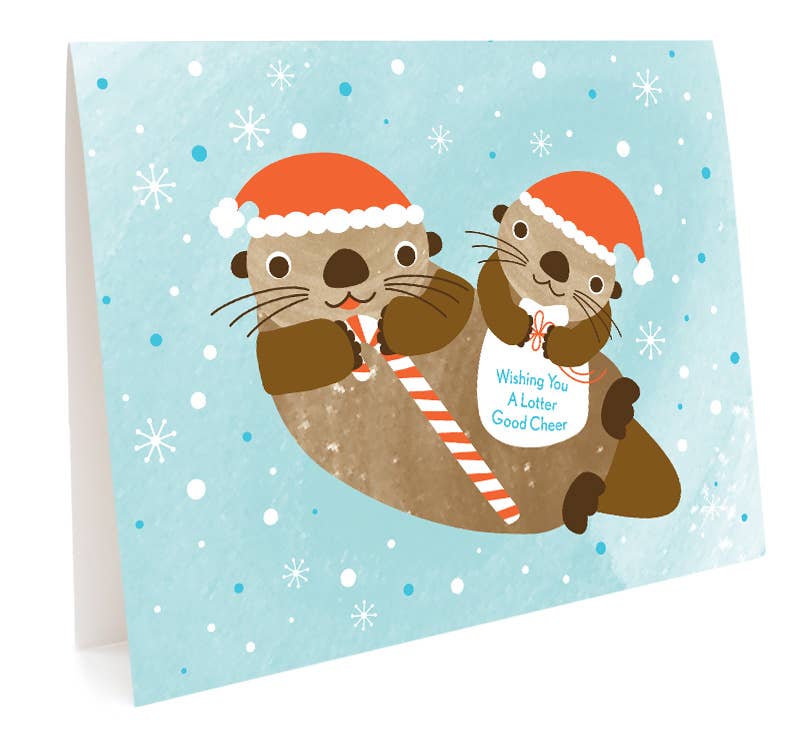 Night Owl Paper Goods - Wholesale Season's Greetings Card - Lotter Otter Holiday Cards - Box of 101