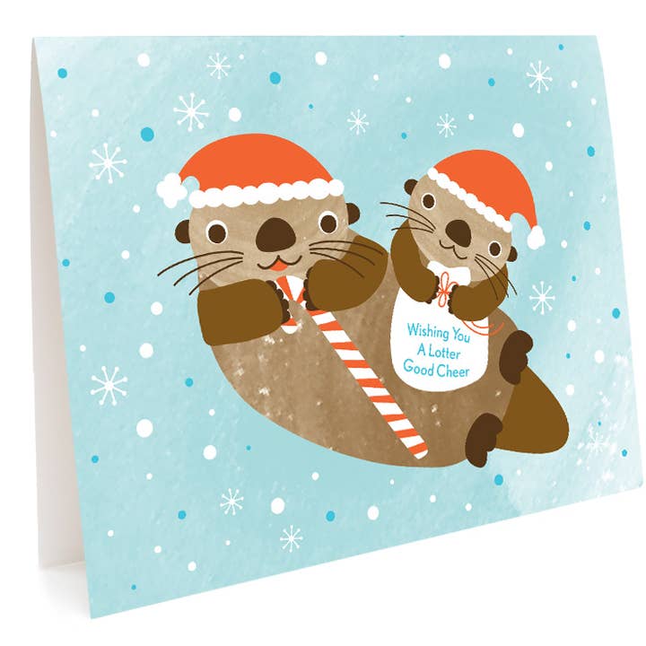 Night Owl Paper Goods - Wholesale Season's Greetings Card - Lotter Otter Holiday Cards - Box of 101