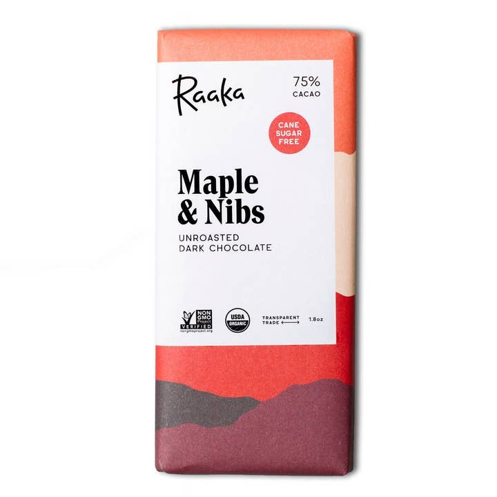 Raaka Chocolate - Wholesale Chocolate Bar - 75% Maple & Nibs Chocolate Bar