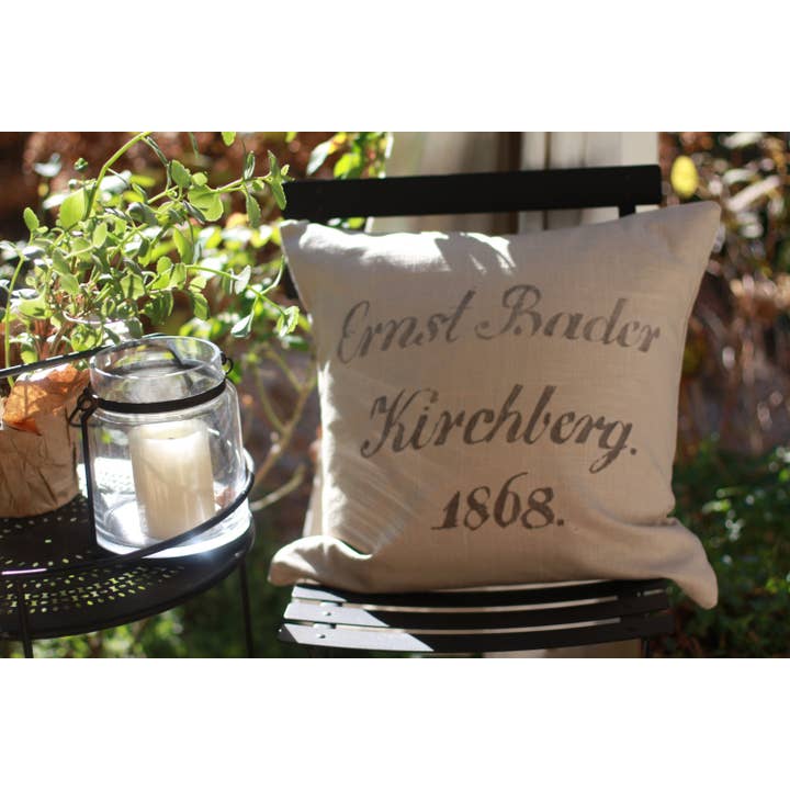 Ernst Bader Kirchberg Grain Sack Pillow for wholesale by de Beauchêne & Co