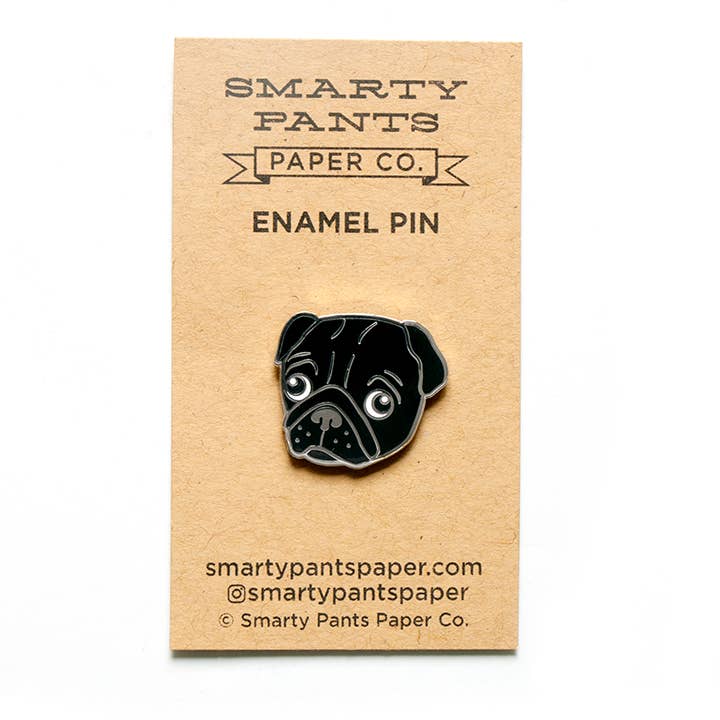 Smarty Pants Paper – Engroshandel Reversnål/knap – Sort Mops Pin1