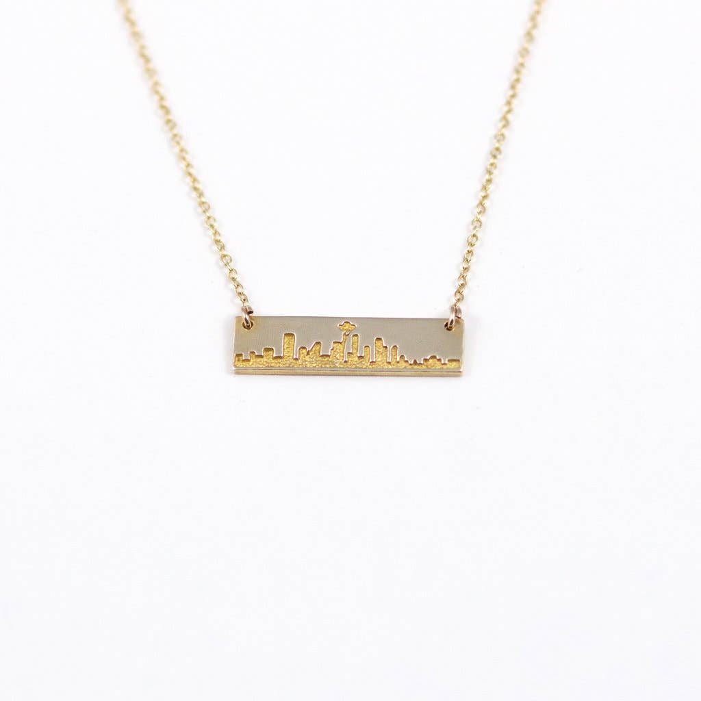 Lovishly - Wholesale Pendant/Charm Necklace - Seattle Skyline Necklace- Bronze0