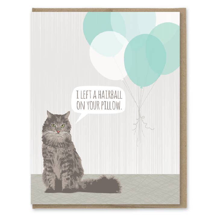 Modern Printed Matter - Wholesale Birthday Card - Cat Hairball Birthday card