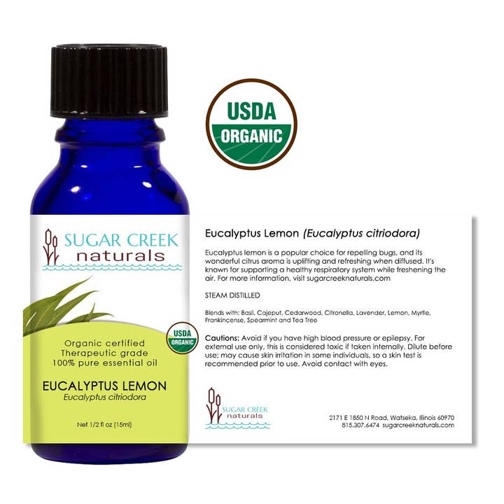 Olio Essenziale di Eucalipto Limone - Biologico 15ml per la vendita all'ingrosso da parte di Sugar Creek Naturals