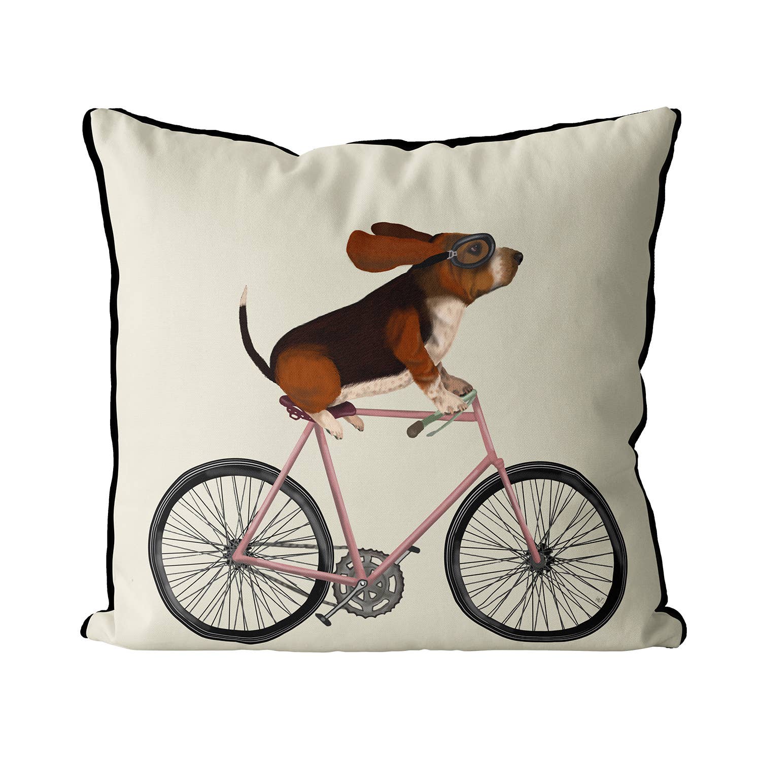 FabFunky Ltd - Wholesale Throw/Decorative Pillow - Basset Hound on Bicycle Dog Gift Pillow or Garden cushion0