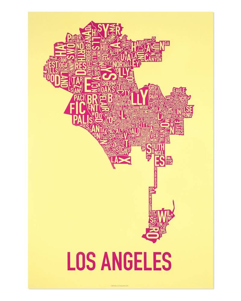 Ork Posters - Wholesale Poster - 20" x 30" Los Angeles Neighborhood Map Screen Print1