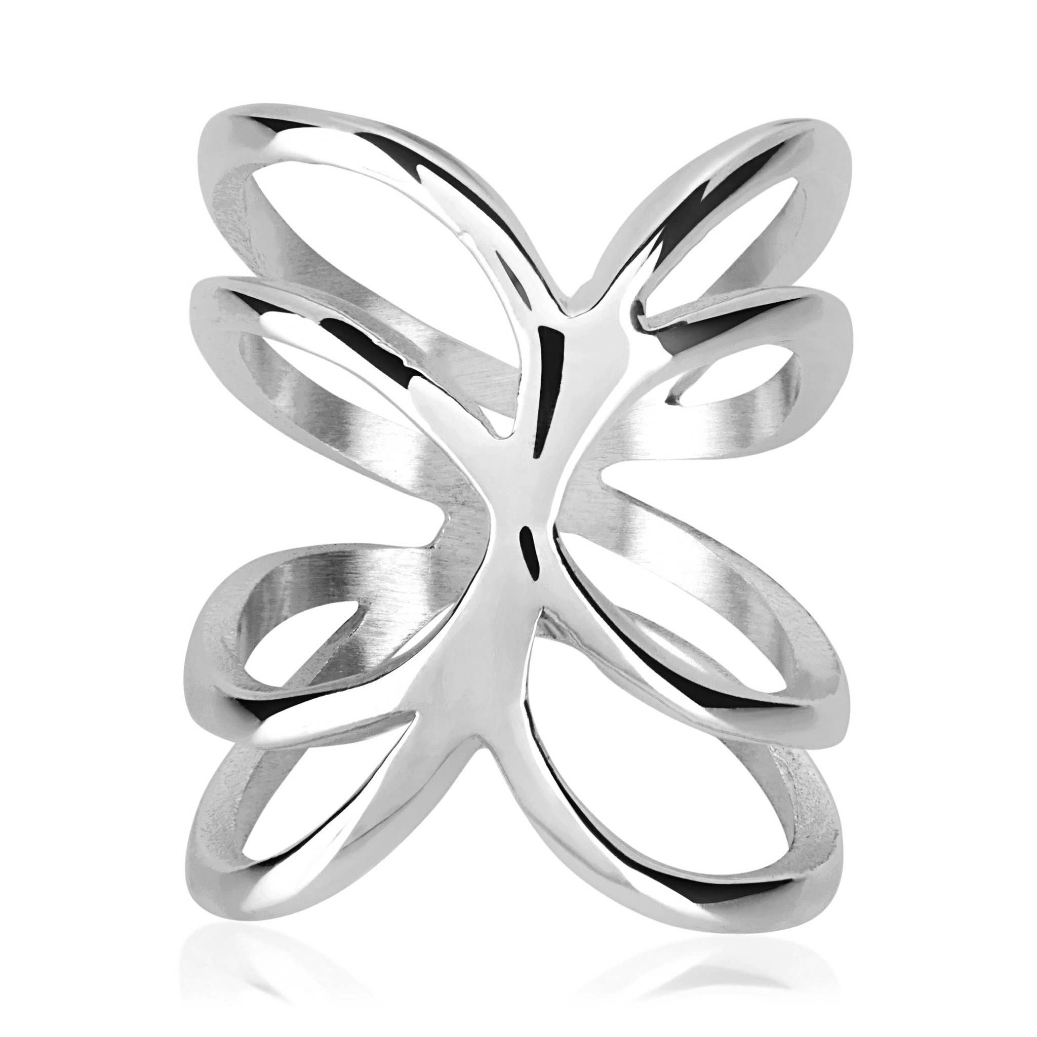 West Coast Jewelry - Wholesale Cocktail/Statement Ring - Intertwined Stainless Steel Ring0