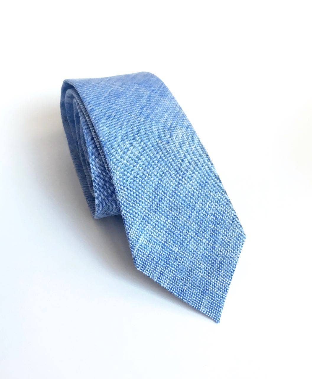 Lindsay Brook Designs - Wholesale Necktie - Men's - Blue Linen Neck Tie